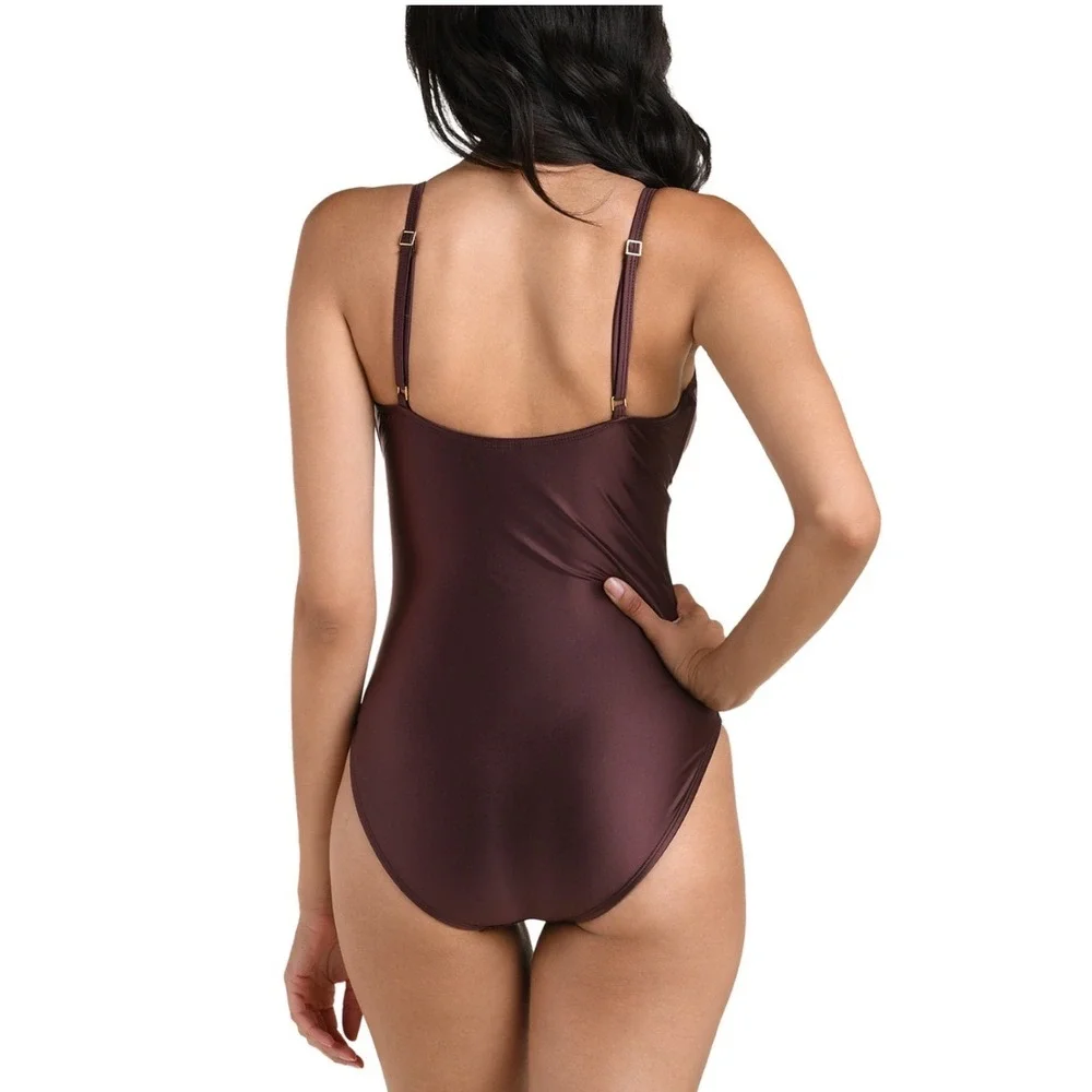 La Blanca Earth Goddess V Neck One Piece Swimsuit Truffle Brown LB6RR09-TRF 10